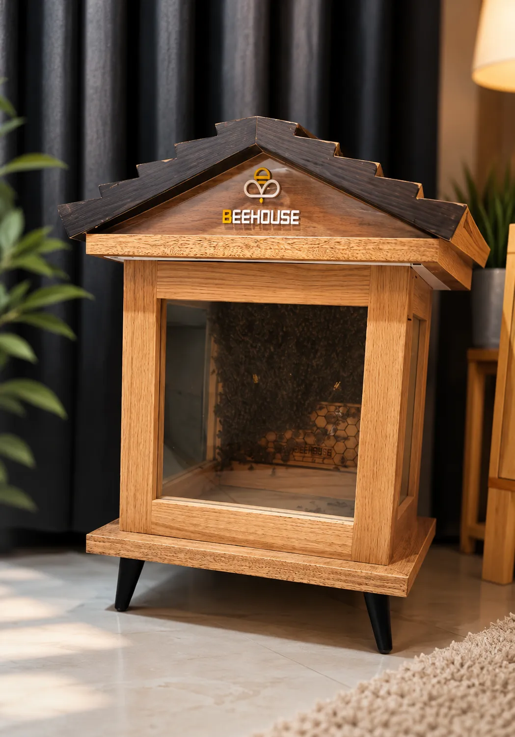 خلية مراقبة خشبية داخلية بشعار BEEHOUSE